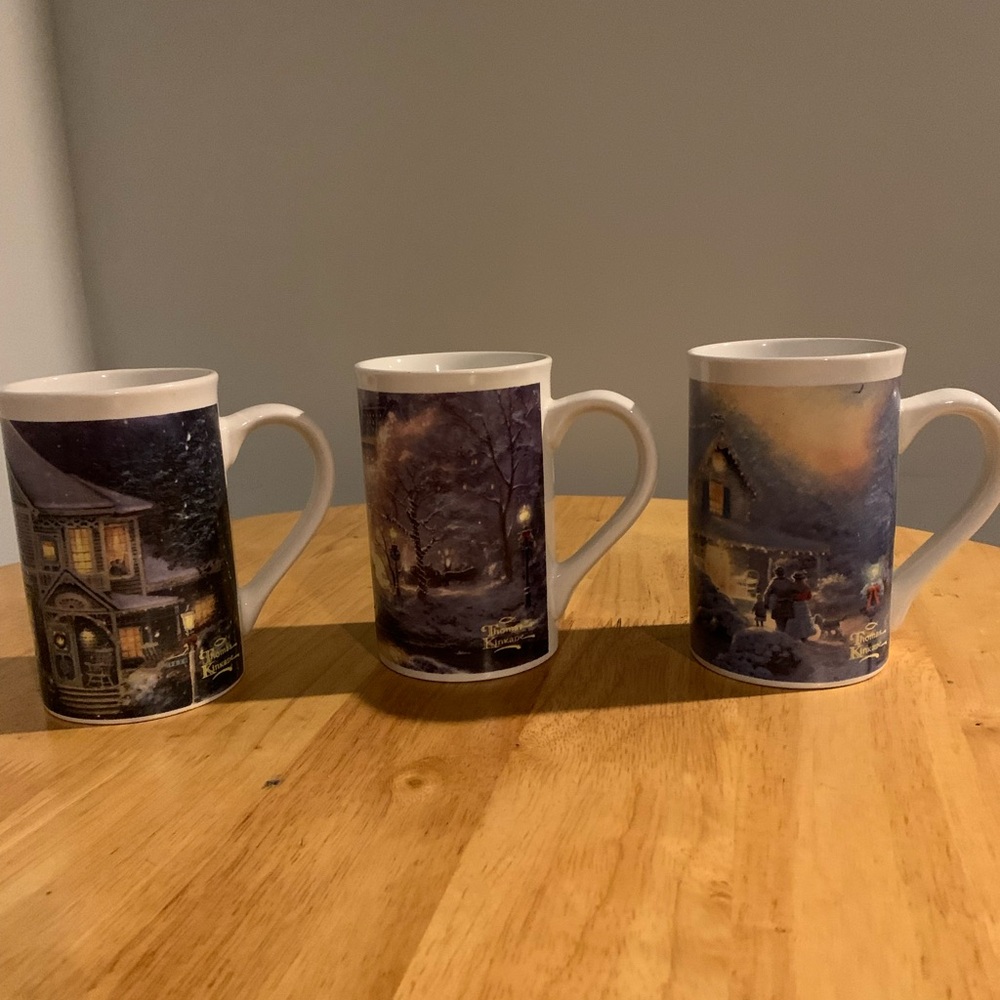 Three Thomas KinKade Coffee Cups 2010 2011